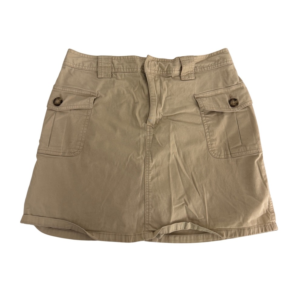 Skort Womens 6 Cargo Utility Pockets Cotton Blend Khaki Tan Casual